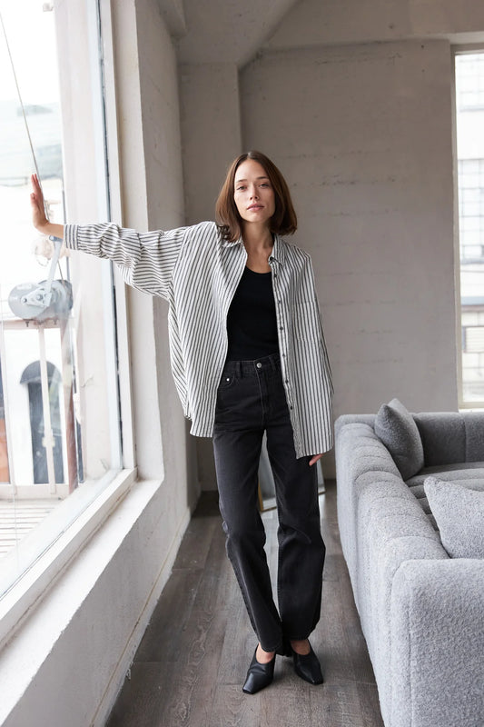 Oversized Stripe Button Down Shirt