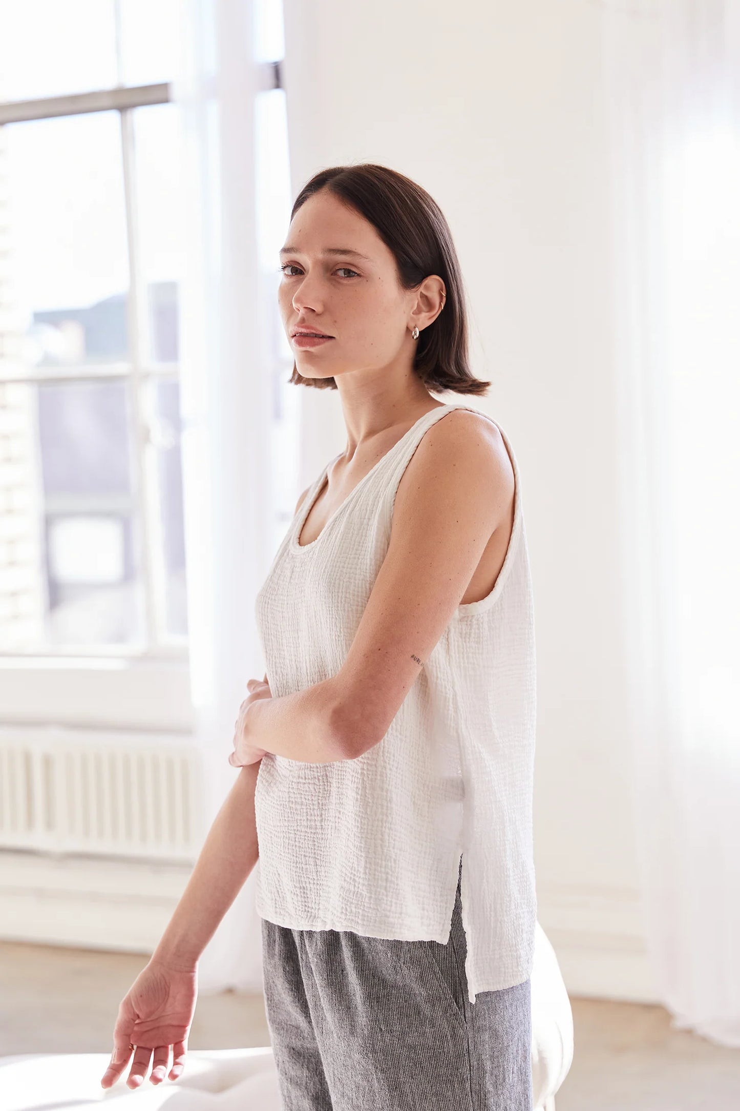 SS24 - It is Well L.A Organic Gauze Sleeveless Top in Salt