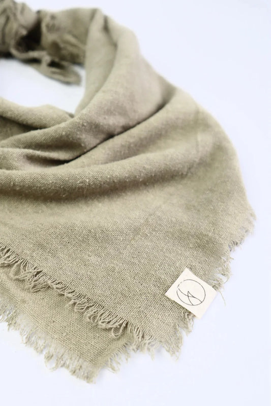 Eco Raw Studio - SS24 -  Raw Silk Bandana in Sage Grey - close-up 2