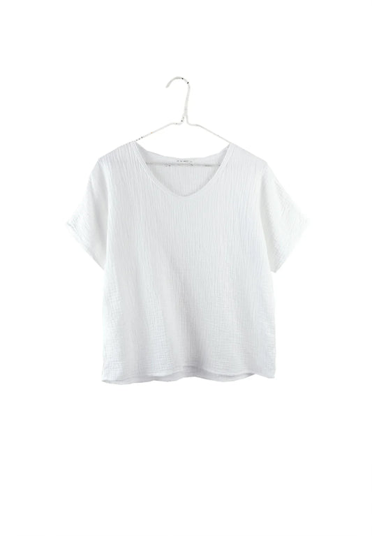 SS24 - It is Well L.A Organic Short Sleeves Gauze Top in Salt