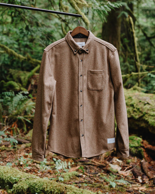 Anián - FW24 - Men's Modern Melton Wool in Oyster - On display front 2