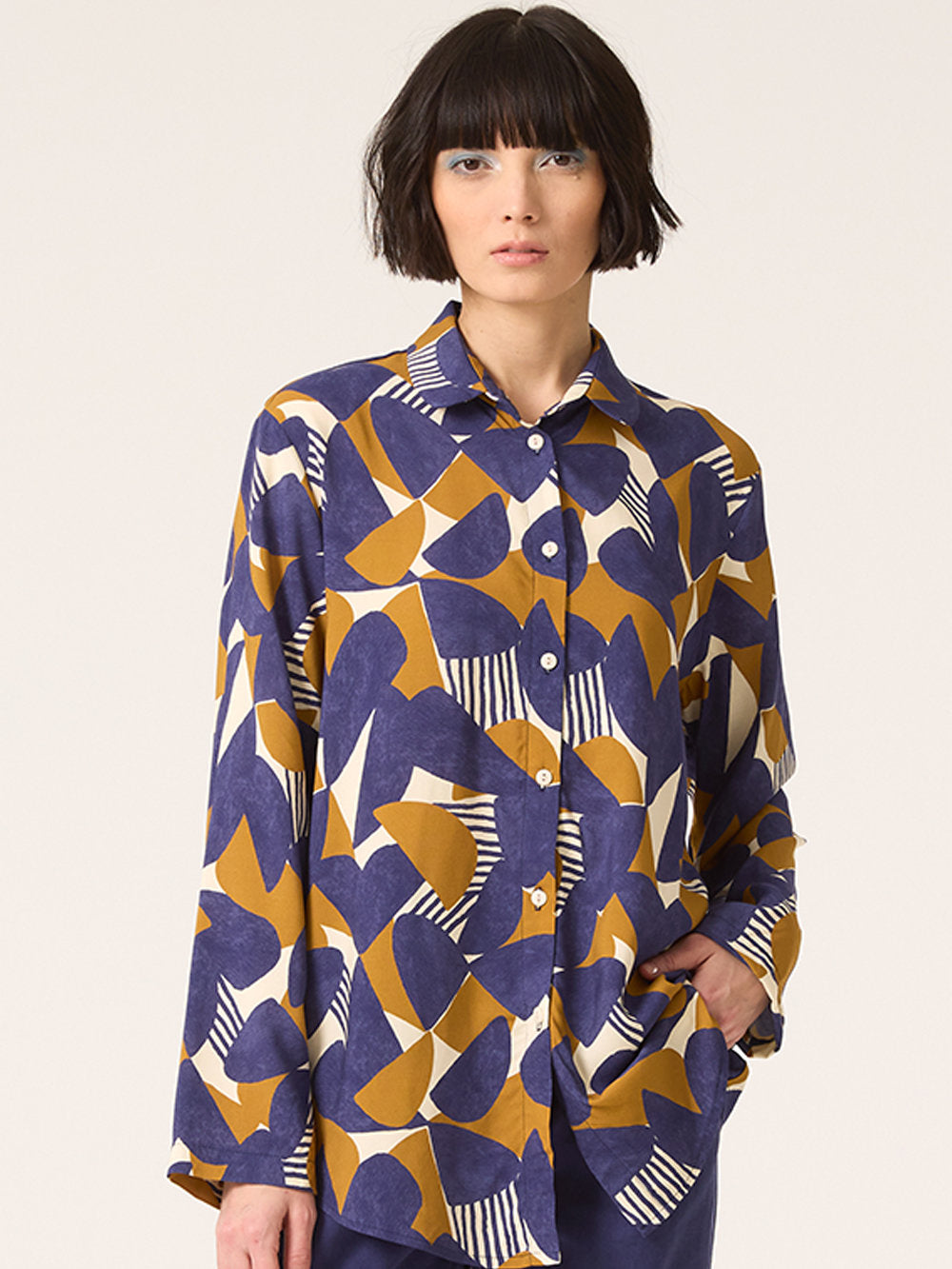 Cokluch - Frontiers Shirt in Half Moon Cumin - FW24 - on model front 1