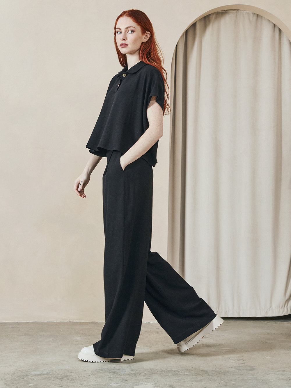 Dagg & Stacey - FW24 - Devon Pant in Black - on model side 1