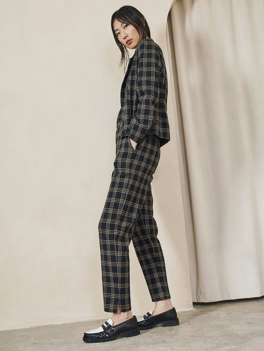 Dagg & Stacey - FW24 - Heuston Pant in Black Plaid - on model side 2