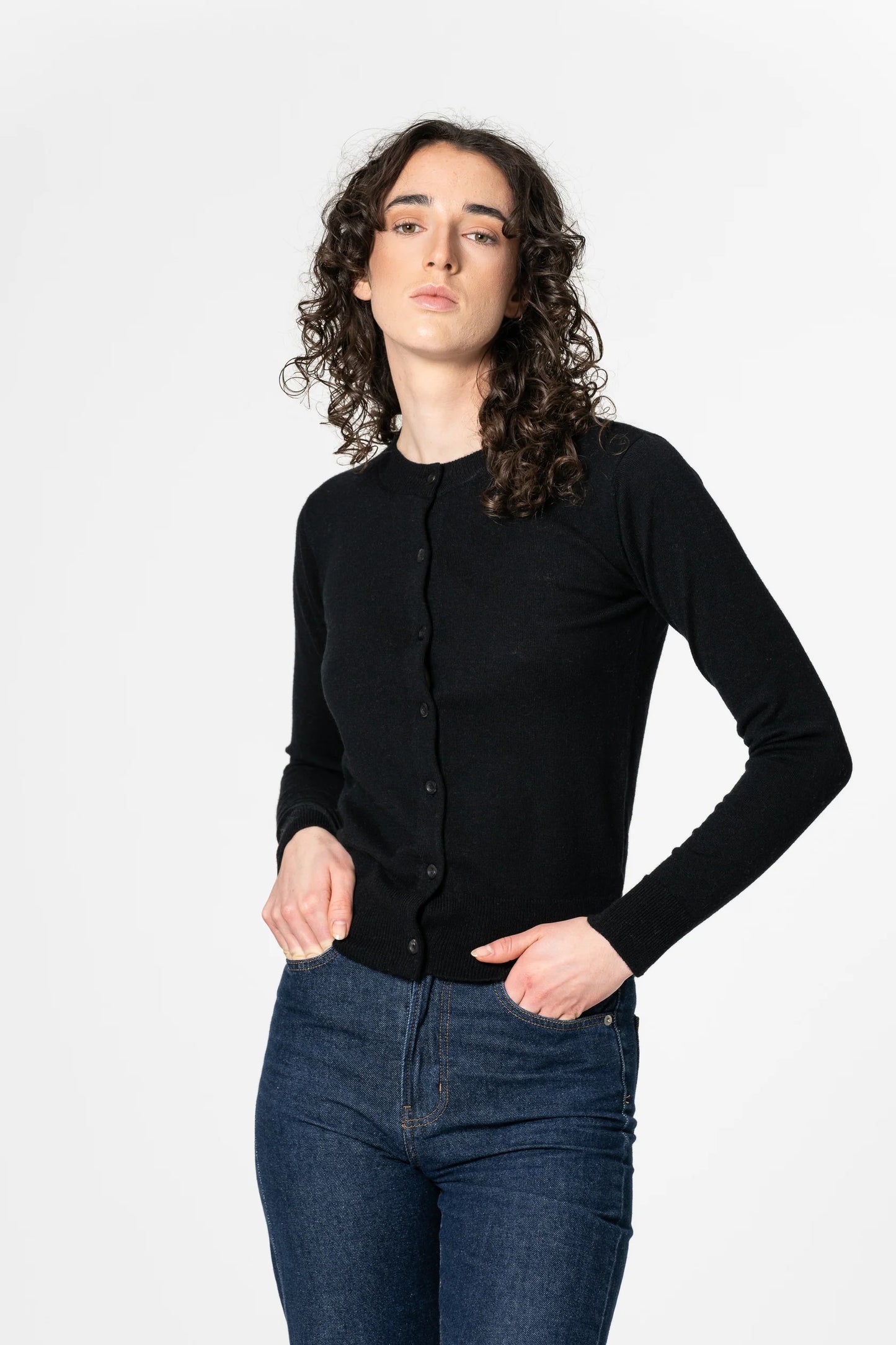 Dinadi - FW24 - Merino Cardigan in Black - front 1