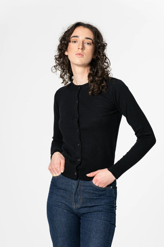 Dinadi - FW24 - Merino Cardigan in Black - front 1