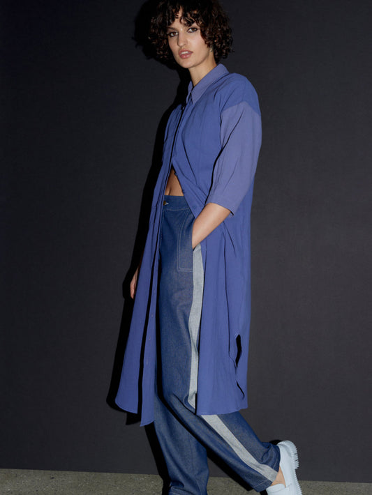 Eve Gravel - FW24 -  Veleta Dress in Bleuet - on model side 2