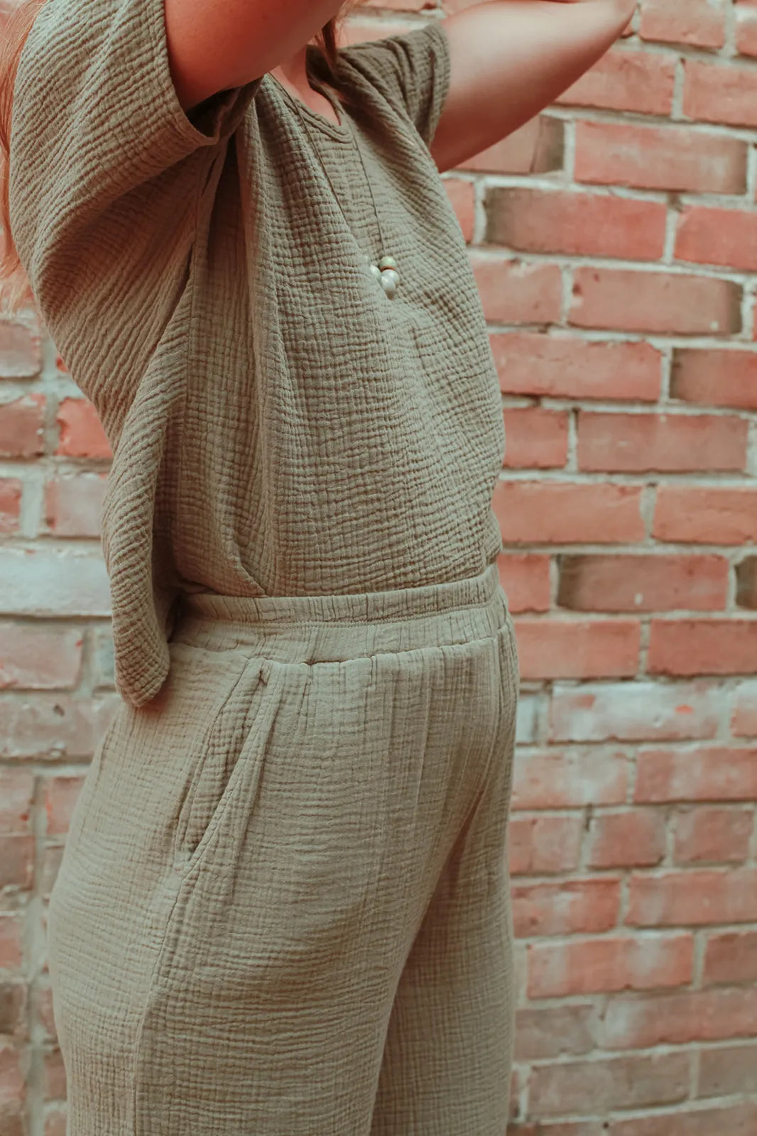 FW23 - It Is Well L.A Wide leg gauze pants in olive