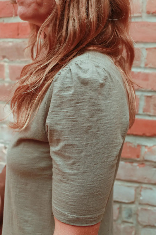 It Is Well L.A. Puff Sleeve Tee Dress in Olive