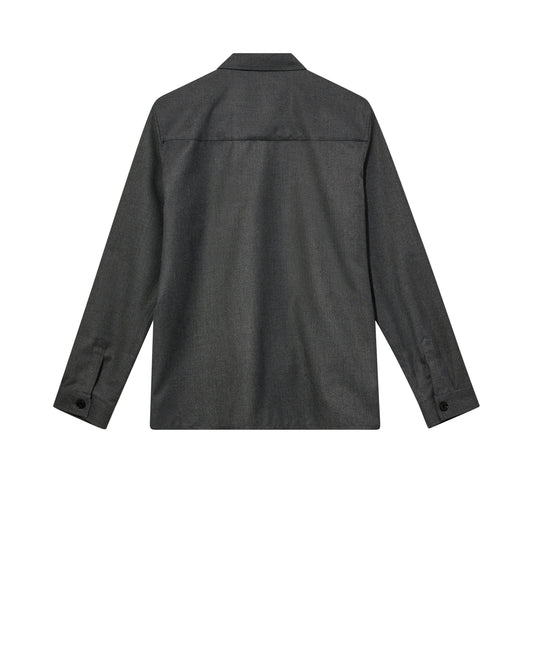 FW25 - Mos Mosh Gallery - Nole Serge Overshirt in Grey Melange - Display Back