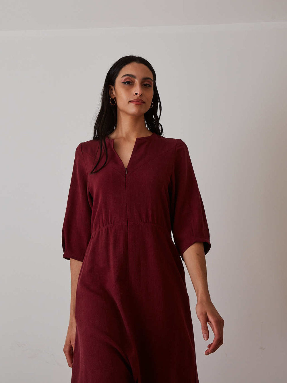Reynolds Dress Garnet Linen