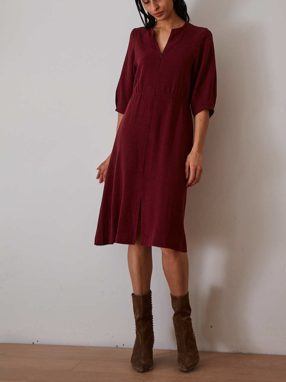 Reynolds Dress Garnet Linen