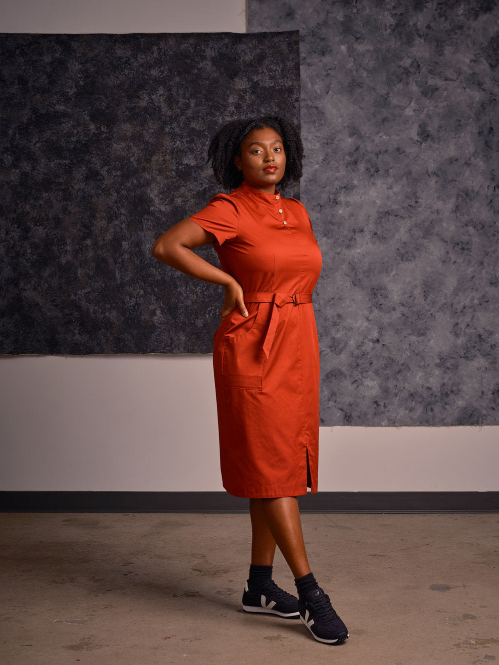 Dahomey Dress in Brick Red