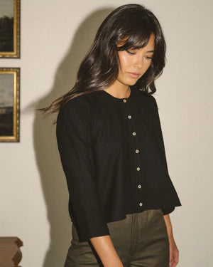 Harly Jae Lucia Blouse in Black Raw Silk FAll 23/24