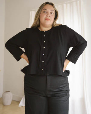 Harly Jae Lucia Blouse in Black Raw Silk FAll 23/24
