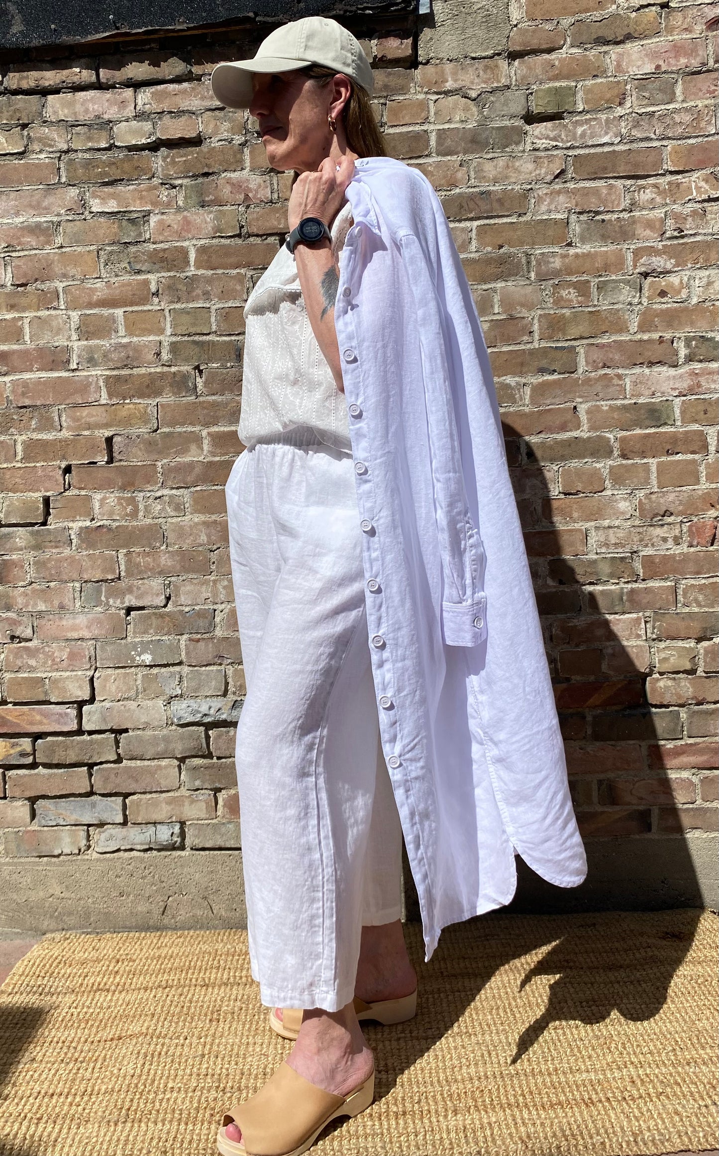 Wide Linen Pants in Salt