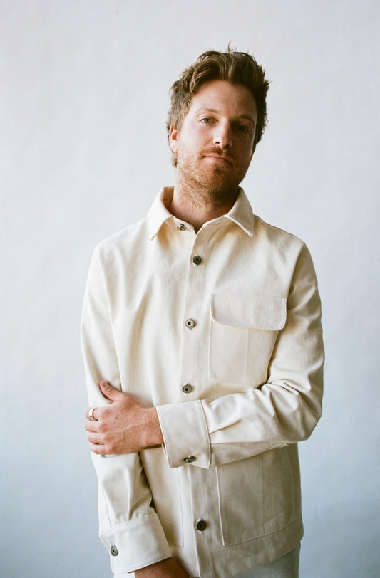 SS24 - Saturday Project - Unisex Jacket  No. 001 - The Chore Coat in Natural - front on man 1