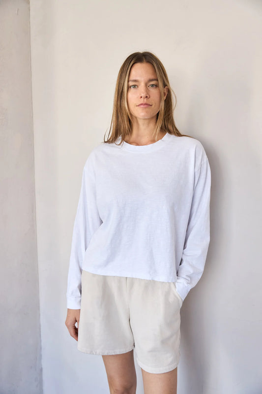 Long Sleeve Boxy Tee in Salt
