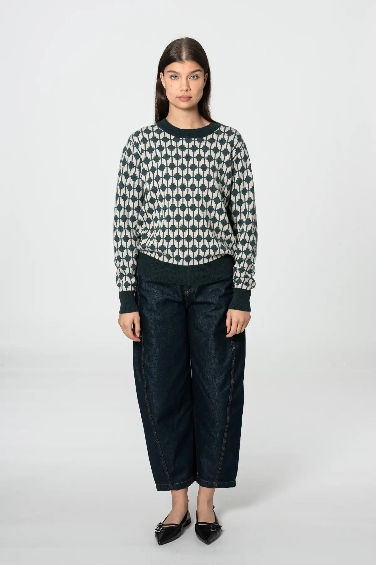 Merino Dhaka Sweater in Dragonfly Green