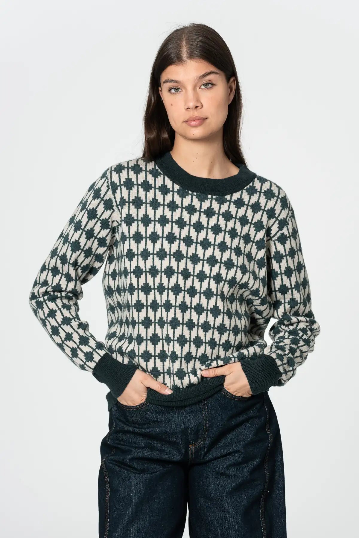 Merino Dhaka Sweater in Dragonfly Green