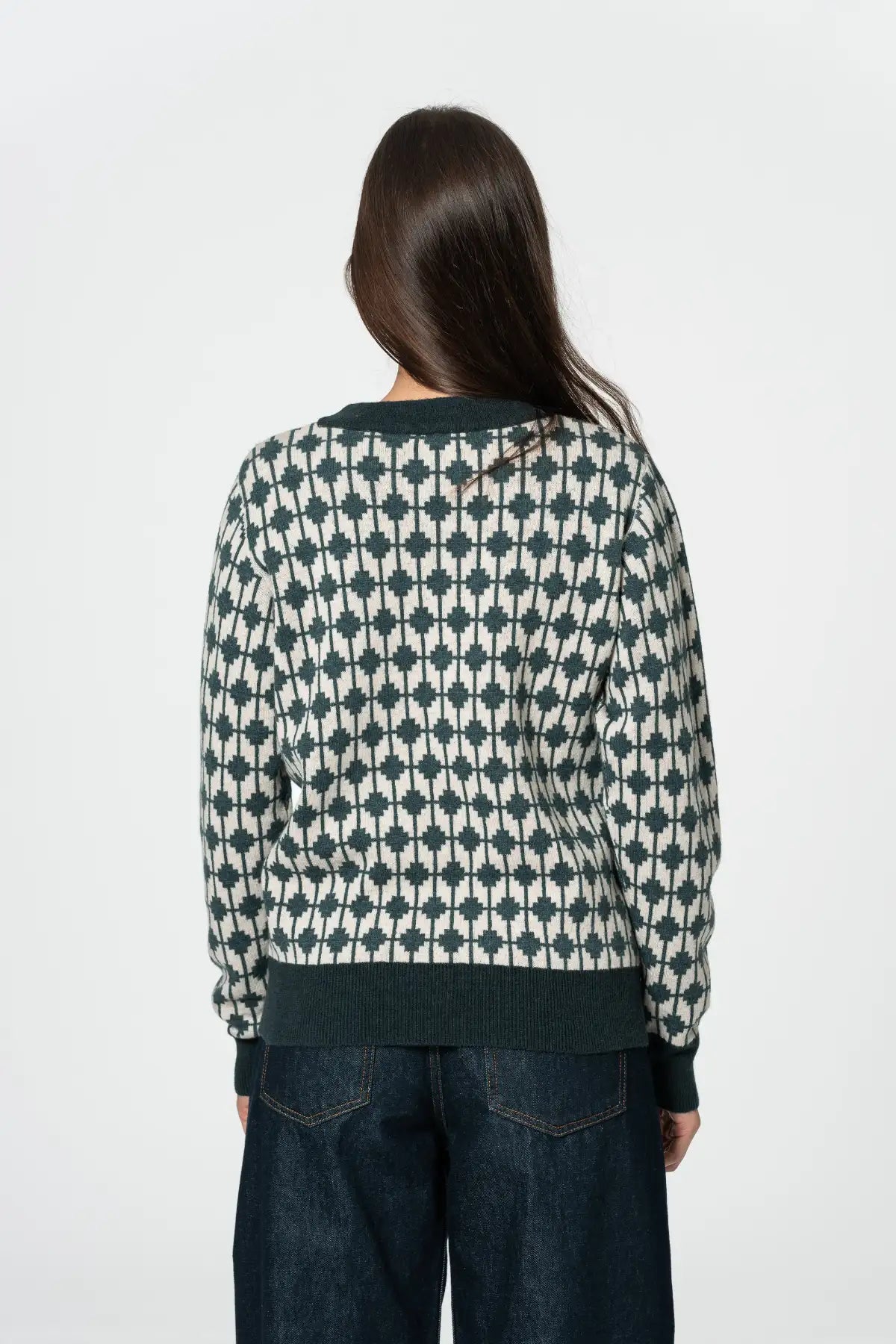 Merino Dhaka Sweater in Dragonfly Green