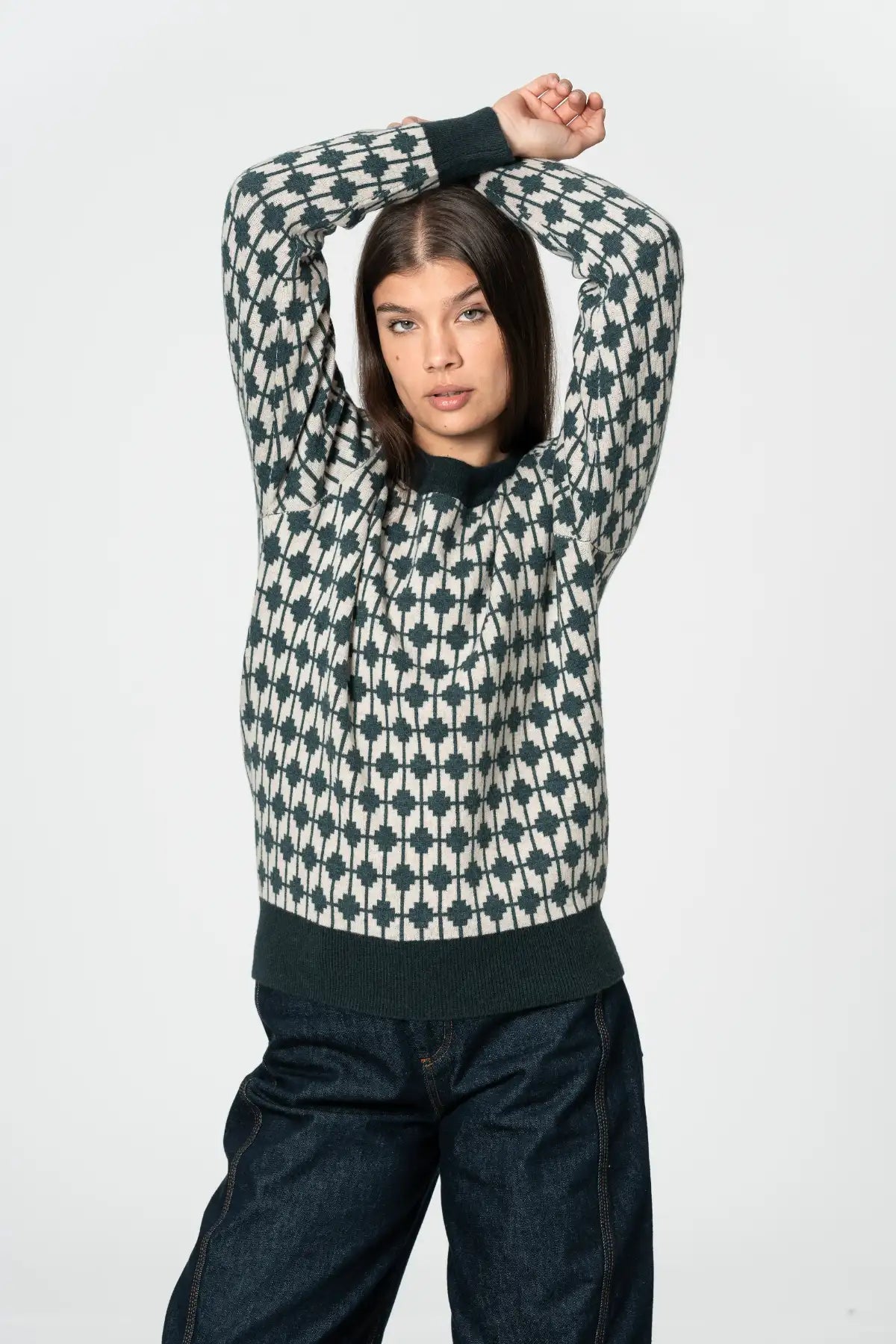 Merino Dhaka Sweater in Dragonfly Green