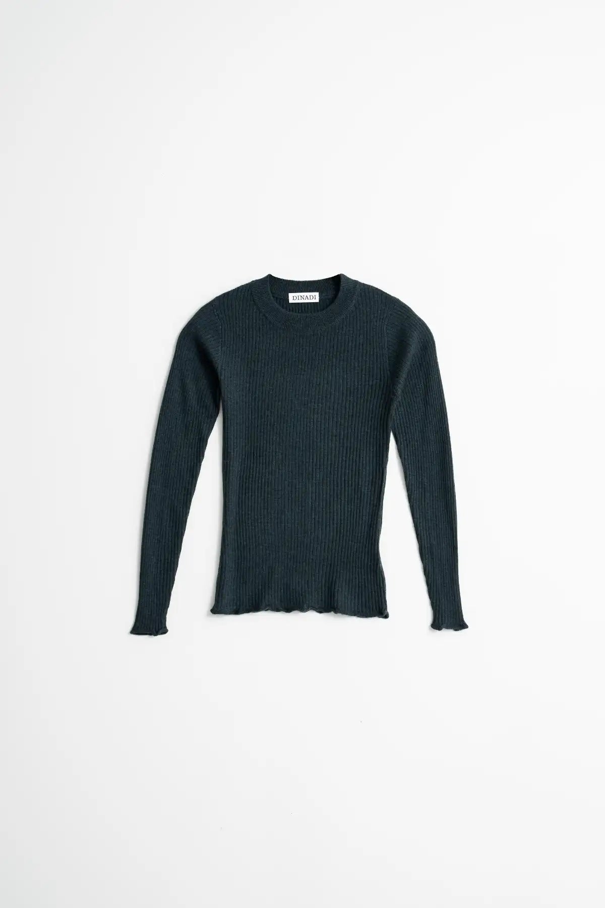 Merino Fitted Rib Sweater in Peacock Green