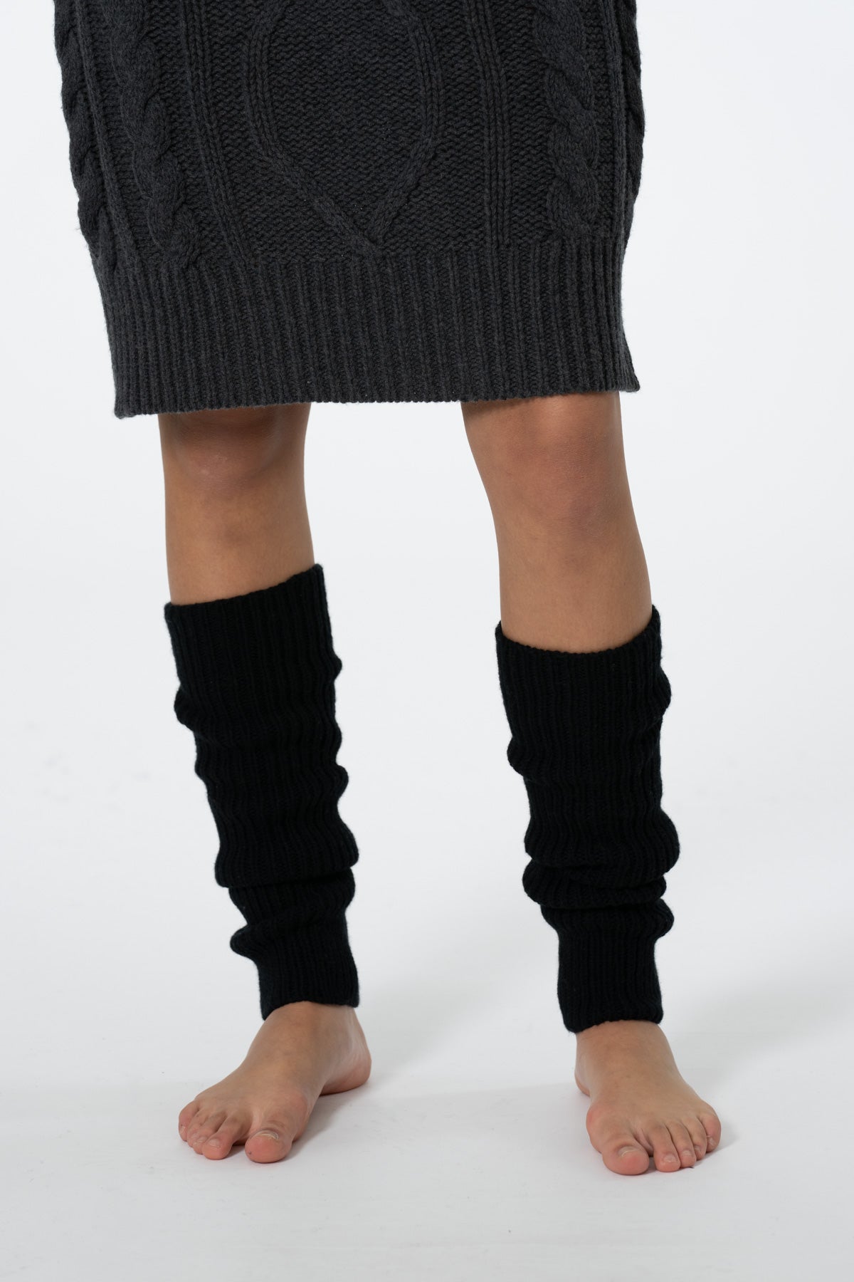 Dinadi Merino Handknit Leg Warmers in Black Fall 23/24