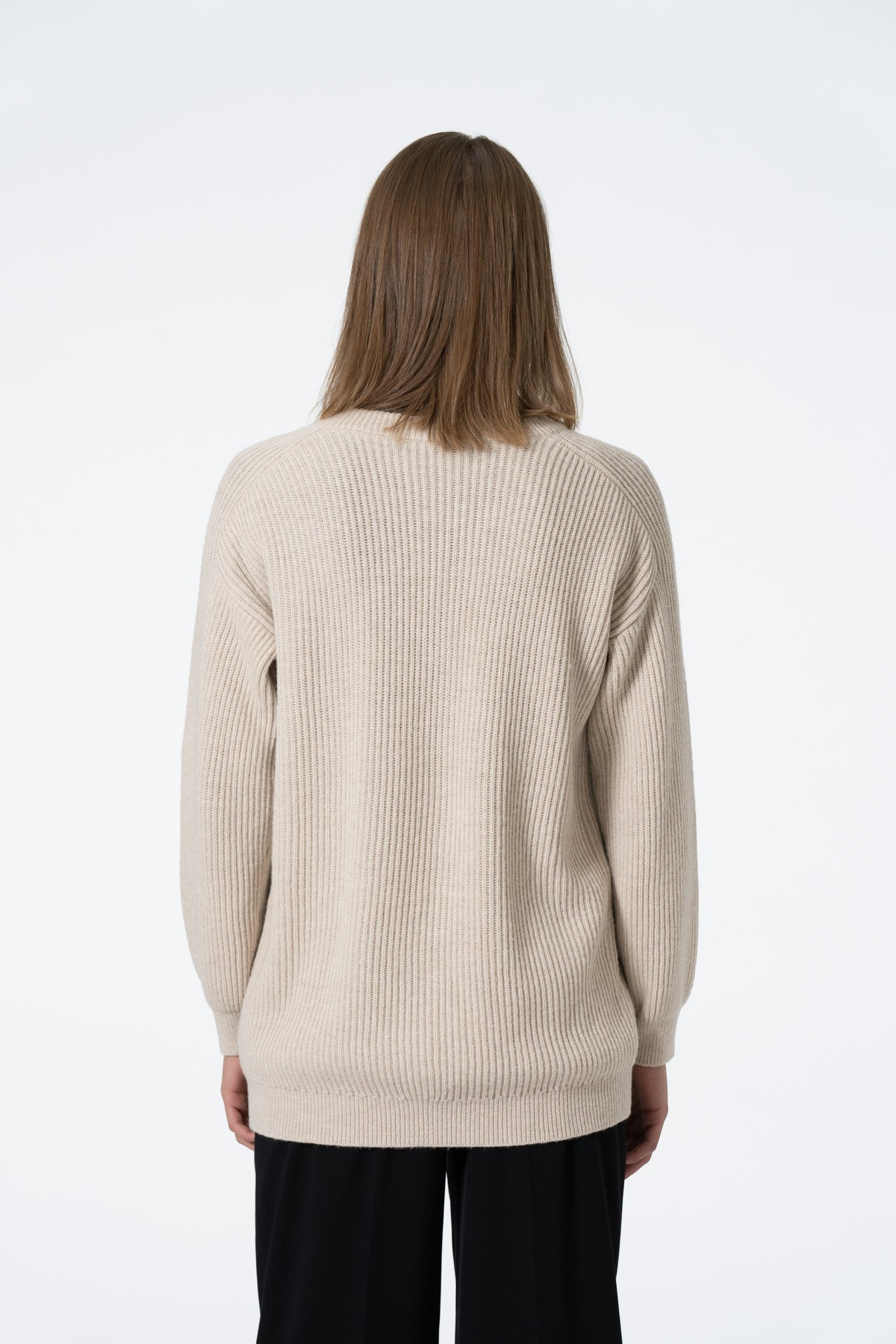 Dinadi Merino Rib Cardigan in White Almond Fall 23/24