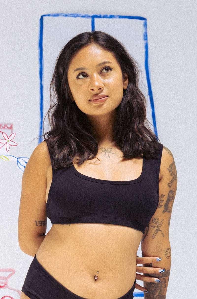 SS24 - Mary Young - Mayes Bra in Black - On model front 1