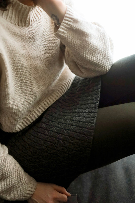 Dinadi - Fall 23/24 - Merino Handcrochet Skirt in Charcoal Grey