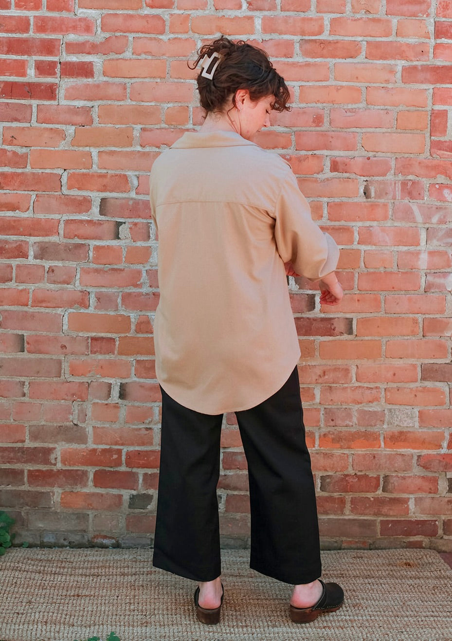 House Blouse in Sand Raw Silk