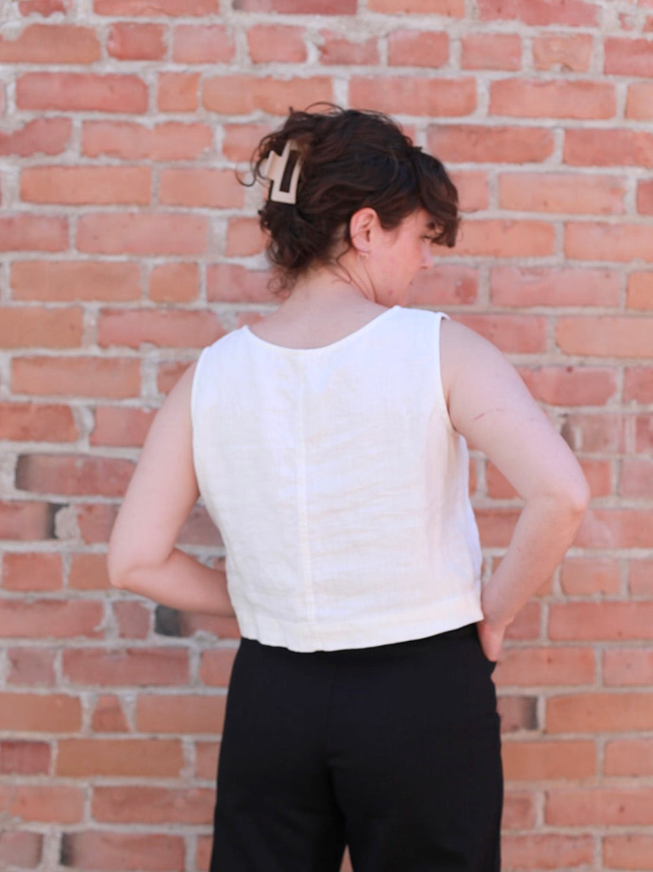 Lou Crop Tank in White
