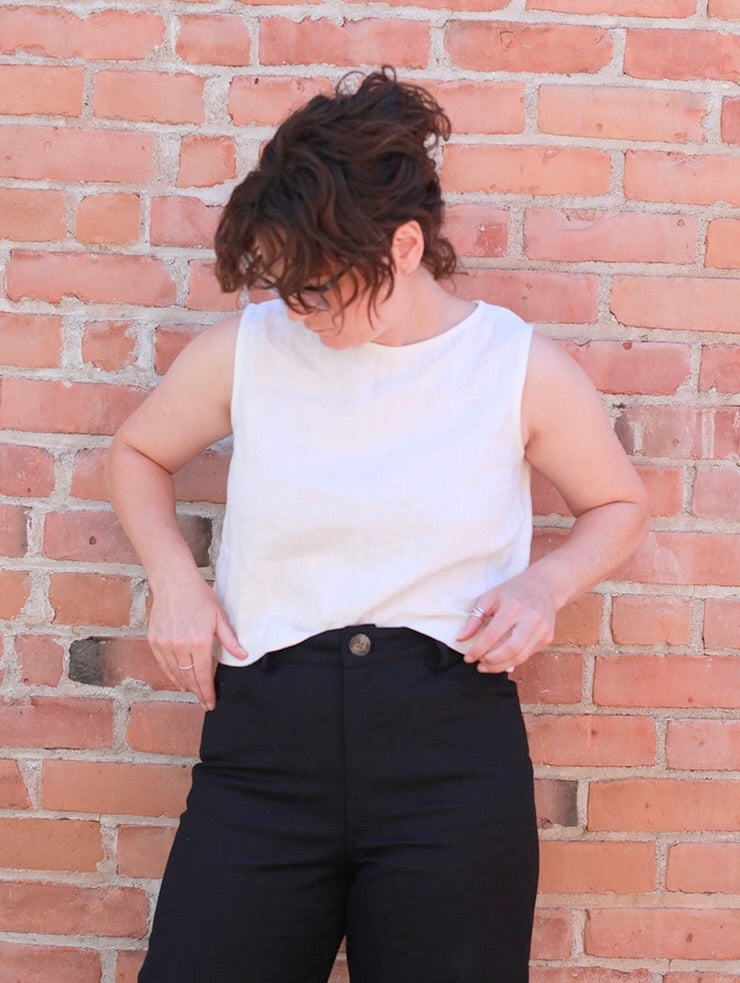Lou Crop Tank in White