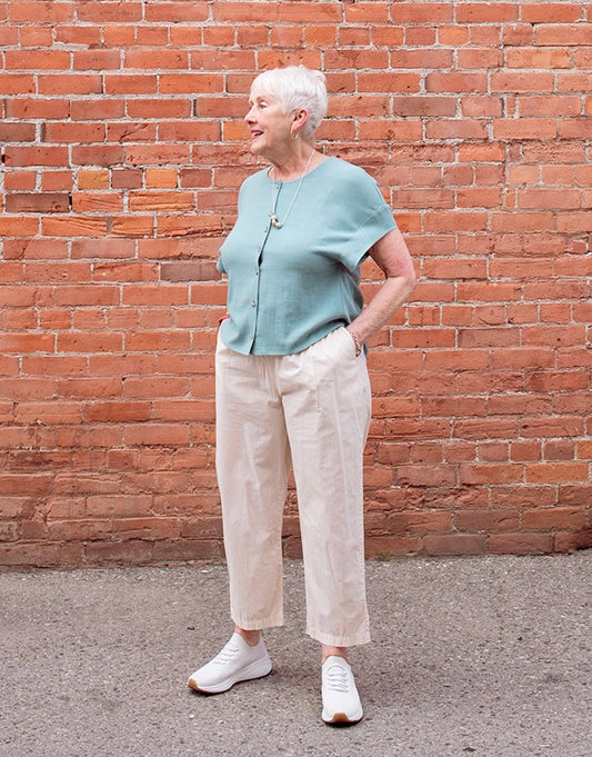 Organic Poplin Cropped Pant in Natural