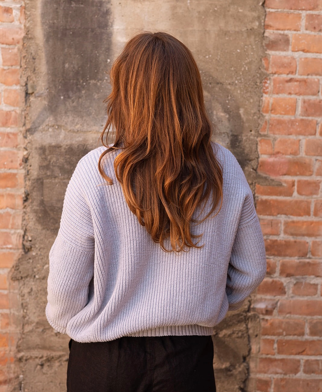 Ss24 - It is Well L.A - Easy Cardigan in Heather Blue - on model back 3