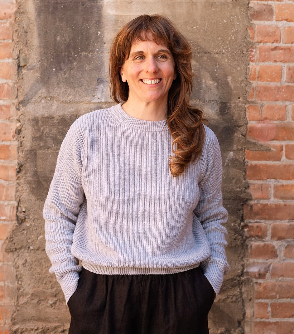 SS24 - It is Well L.A - Pull On Sweater in Heather Blue - on model front 1