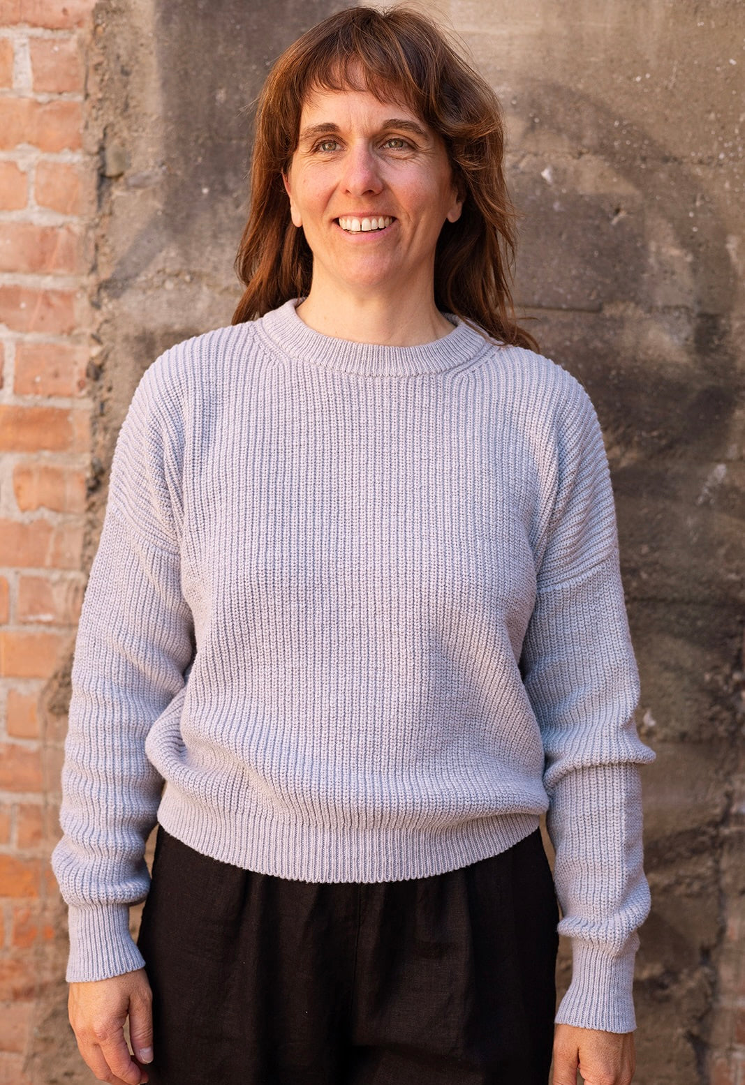 SS24 - It is Well L.A - Pull On Sweater in Heather Blue - on model front 3