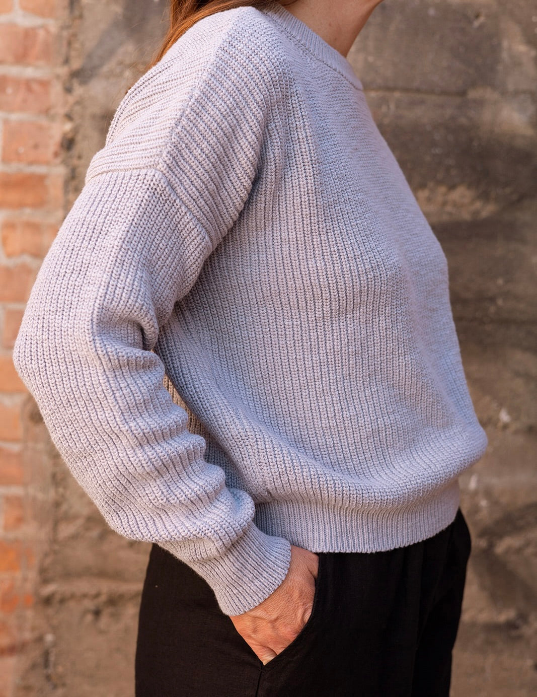 SS24 - It is Well L.A - Pull On Sweater in Heather Blue - on model side 4