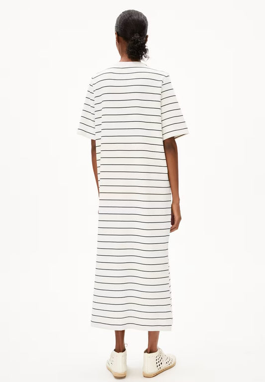 SS25 - ARMEDANGELS - Xelinaa Fine Stripe Jersey Dress in Undyed Black - back 2