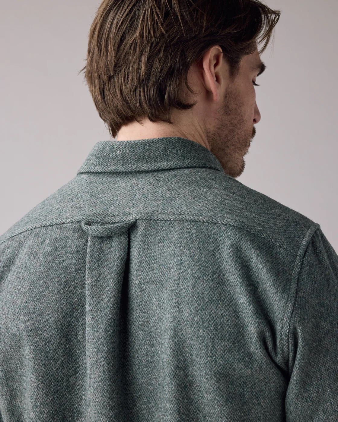 SS25 - Anián - Men's 12oz Lightweight Melton in Mosswood - back detail 5