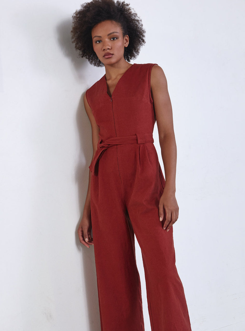 SS25 - Dagg and Stacey - Jasper Jumpsuit in Cayenne - front 1
