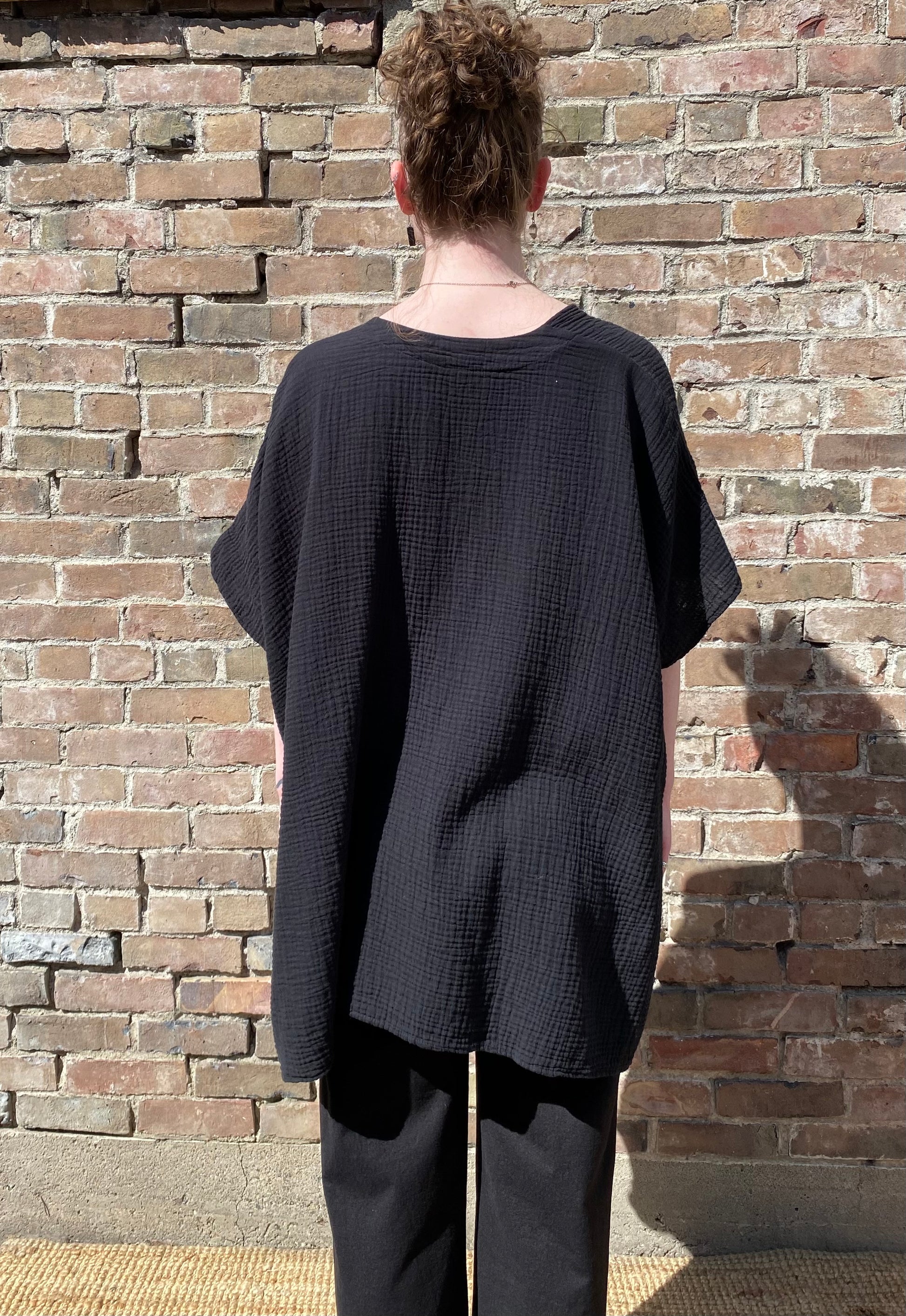 SS25 - It is Well L.A - Gauze Short Sleeve Cardigan in Black - back 6