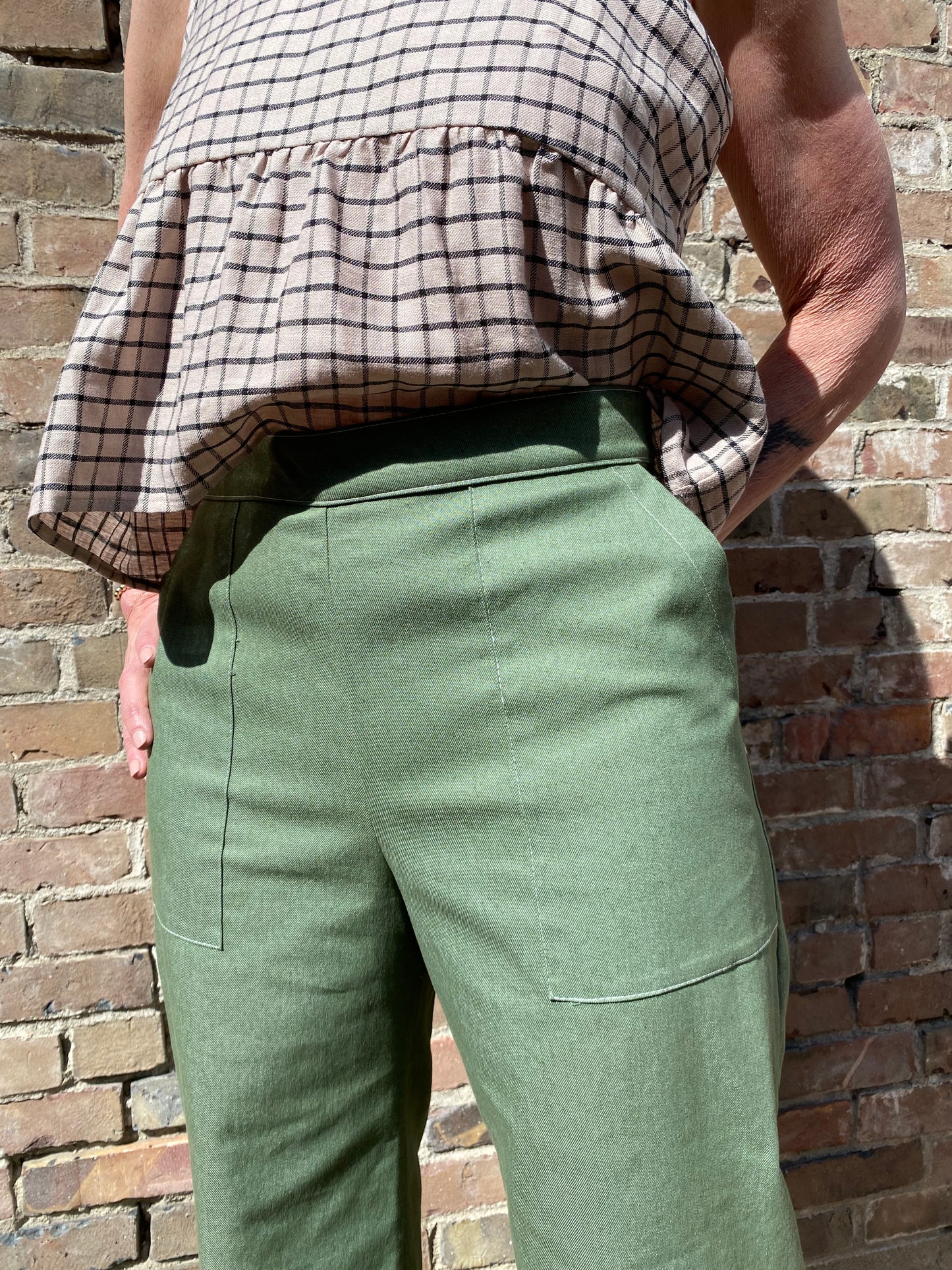 SS25 - Marigold Montreal - Rocky Pants in Green - front close up 2