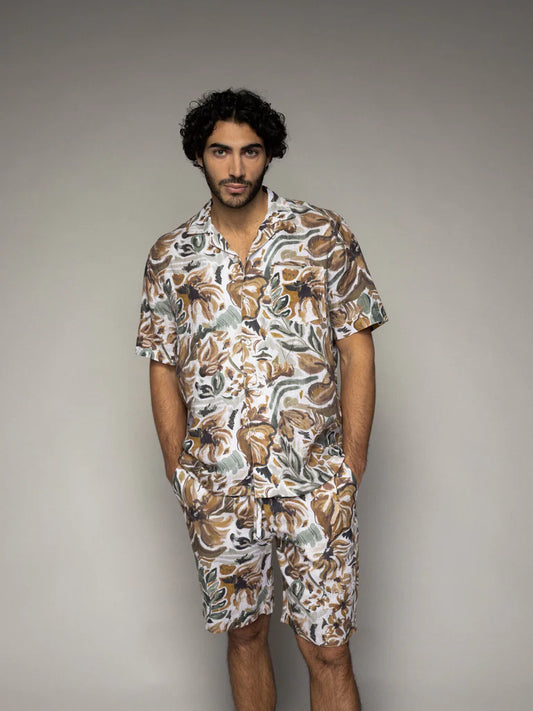 SS25 - Mosh Mosh - MMGBabel Sun Linen Shirt - Forest Green - full front 2