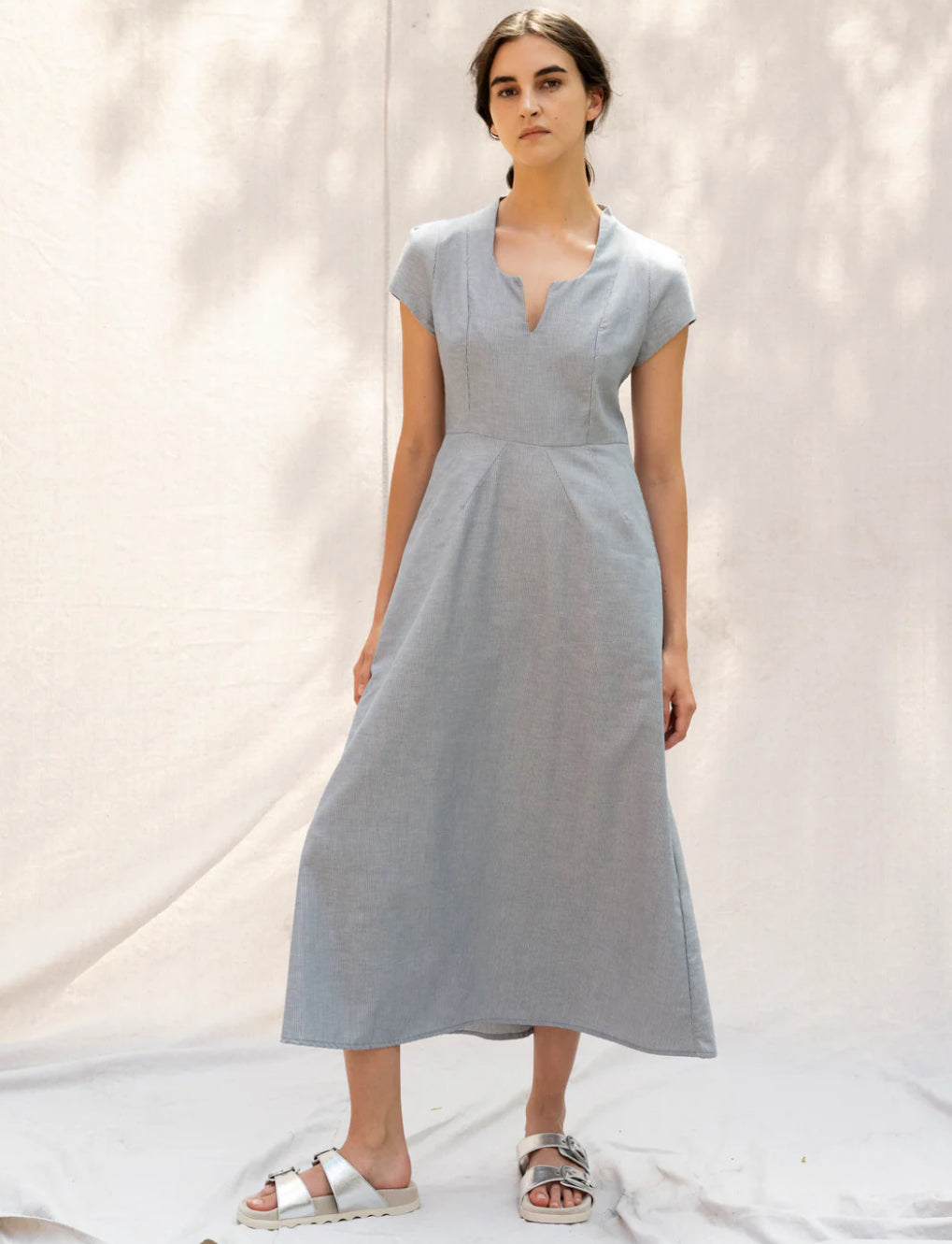 SS25 - bodybag by Jude - Impanema Dress in Blue Stripe Cotton - front 1