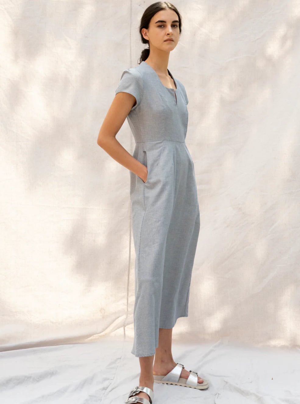 SS25 - bodybag by Jude - Impanema Dress in Blue Stripe Cotton - side 2
