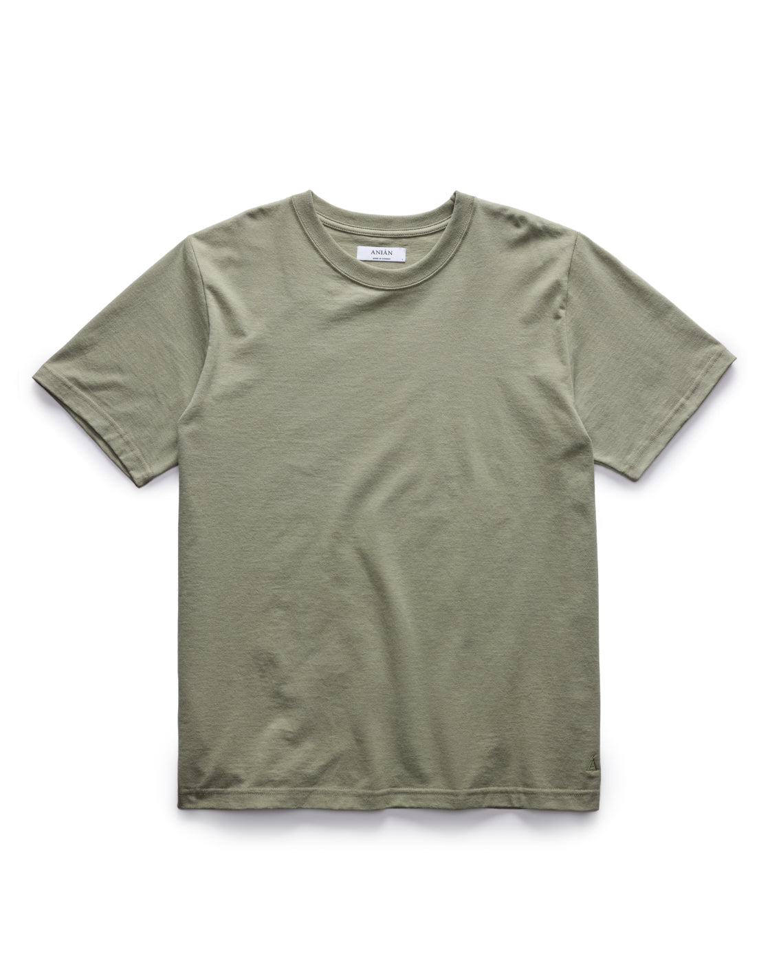 Anian mens unisex olive green crew neck t-shirt with short sleeves classic relaxed fit soft cotton in kelowna