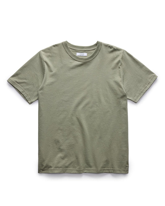 Anian mens unisex olive green crew neck t-shirt with short sleeves classic relaxed fit soft cotton in kelowna