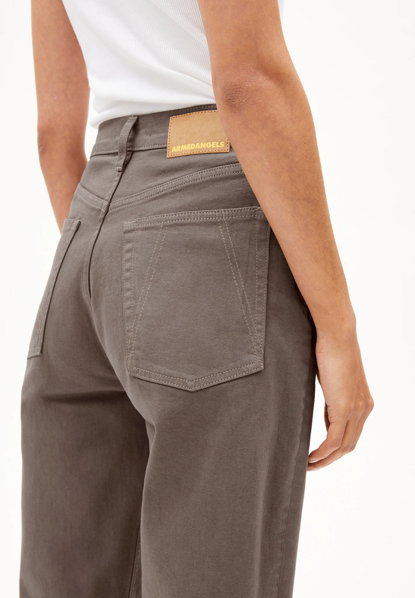 ARMEDANGELS Canada Women's Brown Denim Trousers with a high waist and roomy fit in Kelowna and Canada